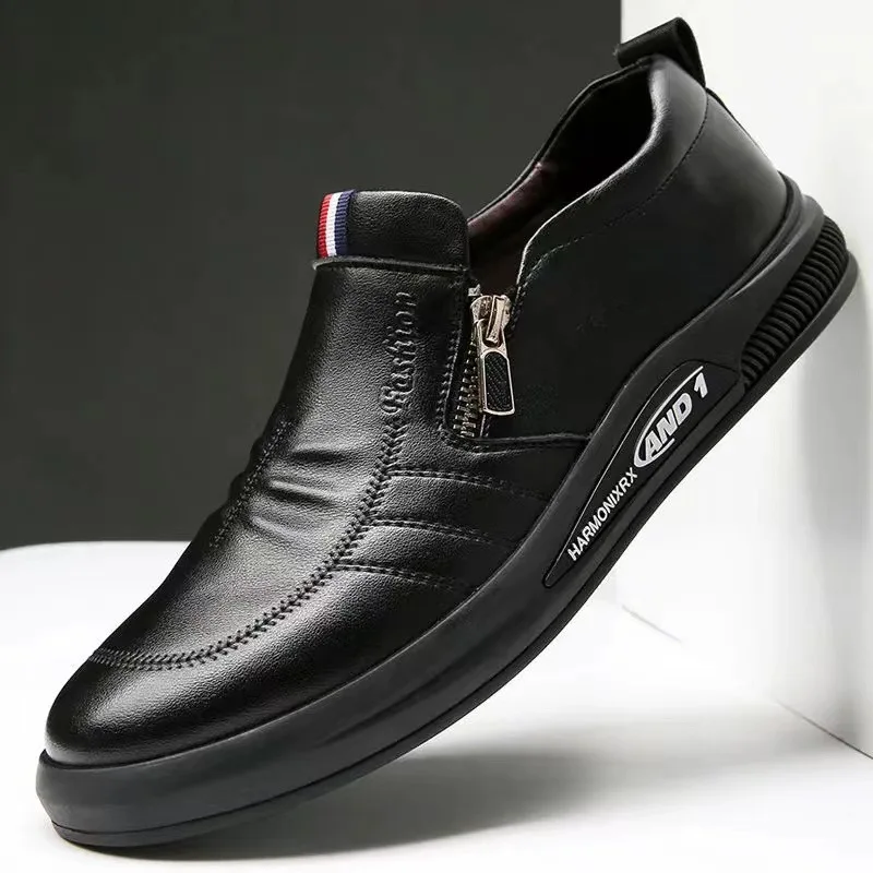 

2025 Men's Casual Leather Shoes Four Seasons Soft Sole Comfort Outdoor Fashion Youth Business Leather Shoes Driving Shoes