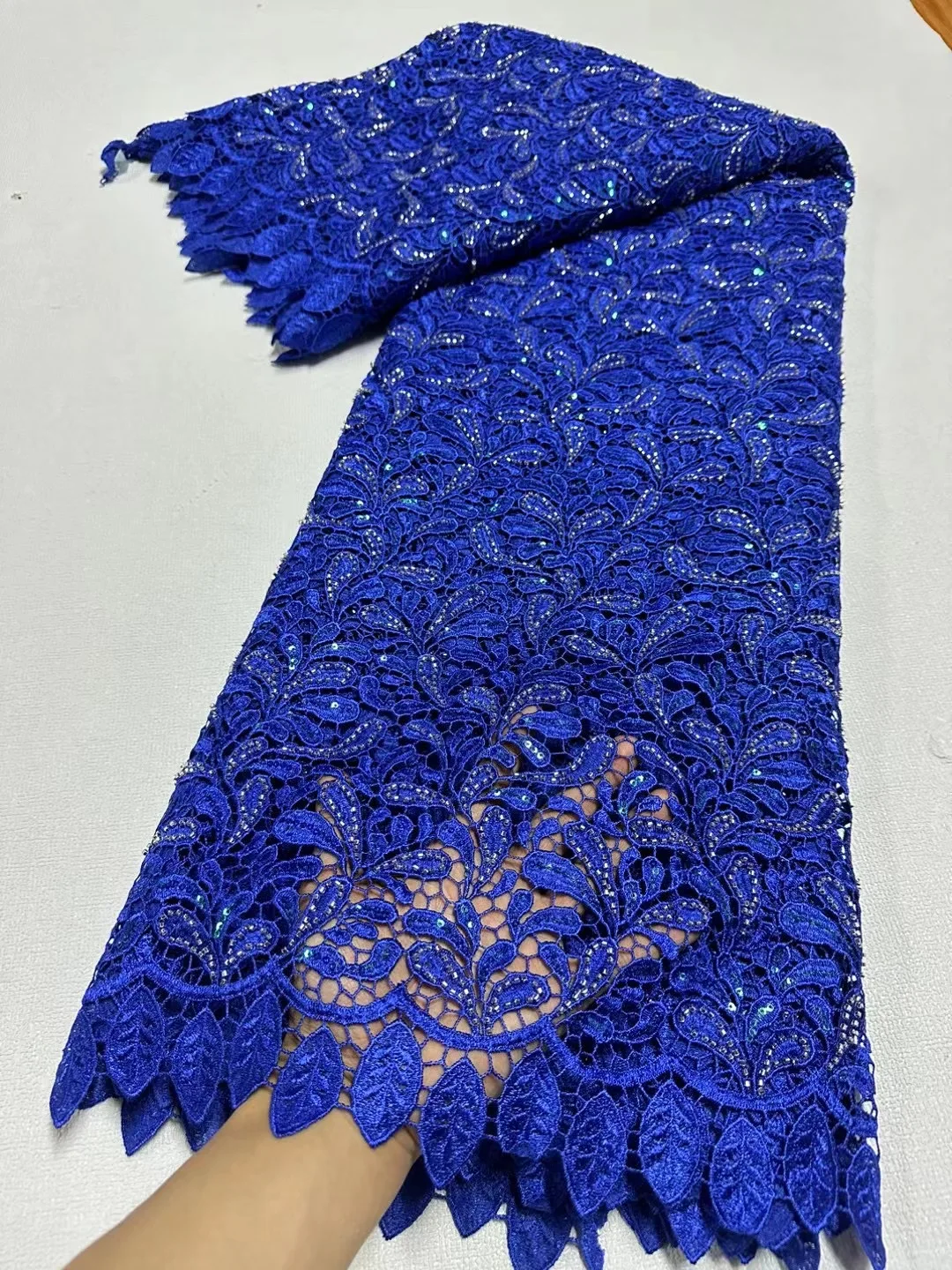 Water Soluble Guipure Cord Lace 2024 Quality African Sequins Lace Fabric New Arrival High NigerianFor Wedding Party Sewing JL401