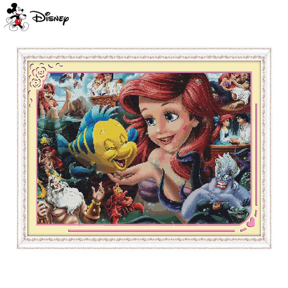 Canevas Demi Point de Croix Le Choix Idéal pour Réaliser un Ouvrage Disney Ariel avec Précision et Facilité