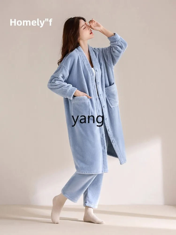 LMM autumn and winter extended flannel thickened fleece coral fleece winter set