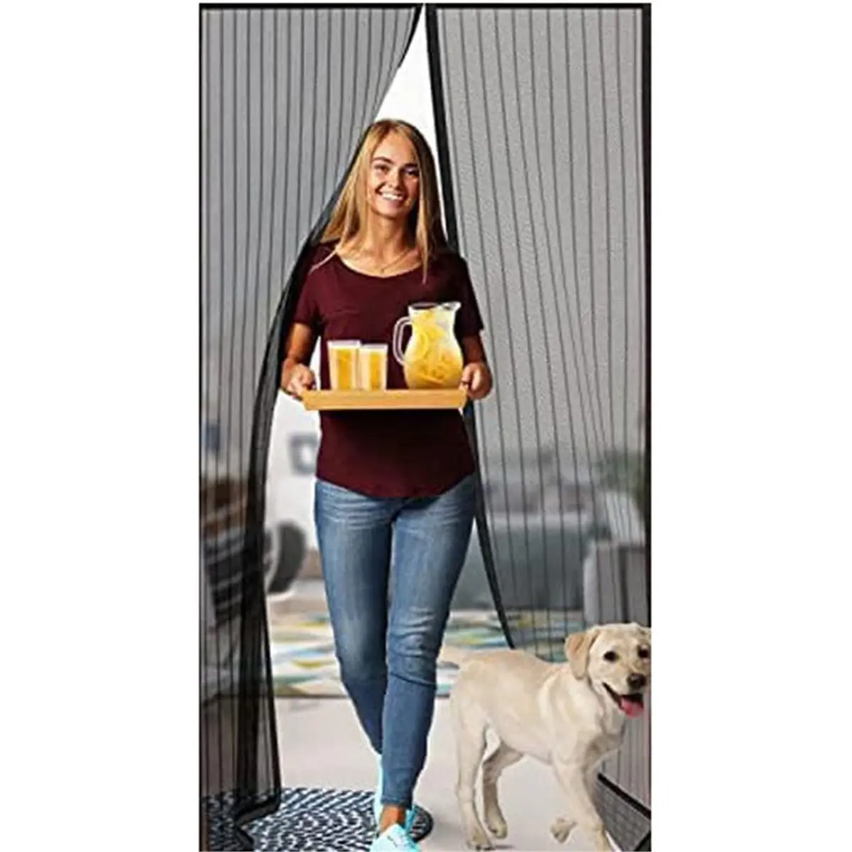 

1pc Magnetic Screen Door Mesh 120x210cm - Easy Install, Self-Sealing Mesh, Pet Tested, Hands-Free Entry, Keeps Bugs Out