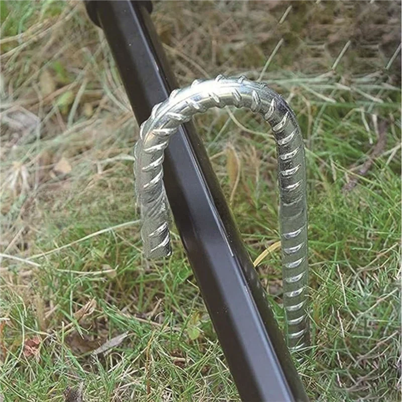 【B07R】Rebar Stakes J Hook Extra Coated Steel Ground Anchors With Chisel Point End 30PCS