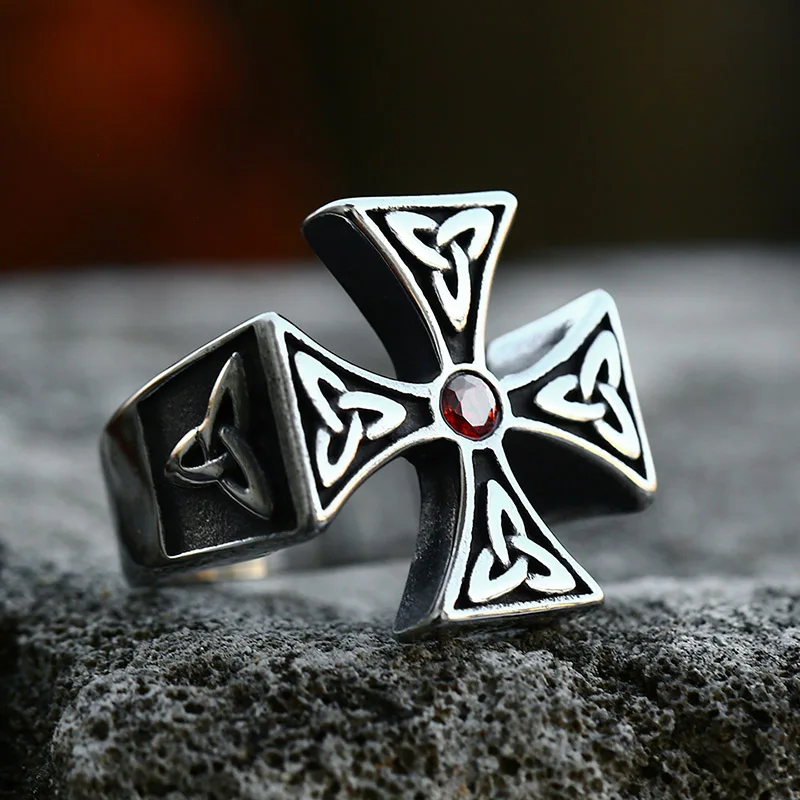 BEIER Fashion Vintage Norse Viking design Cross Ring Nordic 316l steel man finger jewelry for man new arrival dropship BR8-620