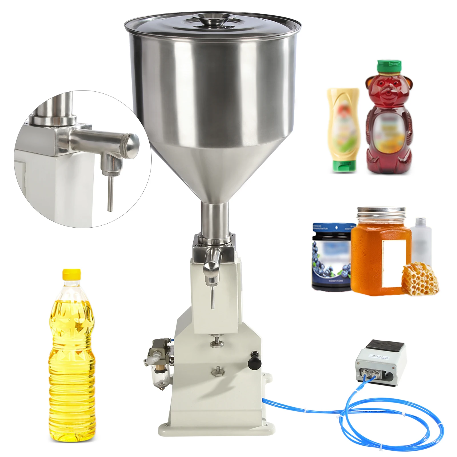 A02 Pneumatic Liquid Paste Filling Machine Bottler Filler Oil Milk Filler 5-50ml