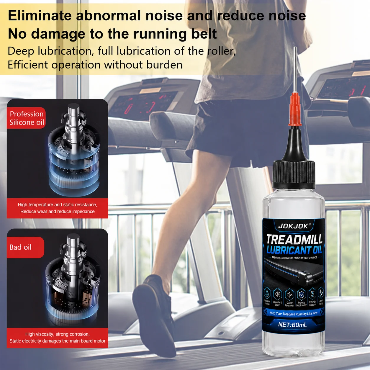 JOKJOK Treadmill Oil 60ML Silicone Belt Lubricant For Running Machine Low Noise Anti Drip Fitness Equipment Maintenance image 2