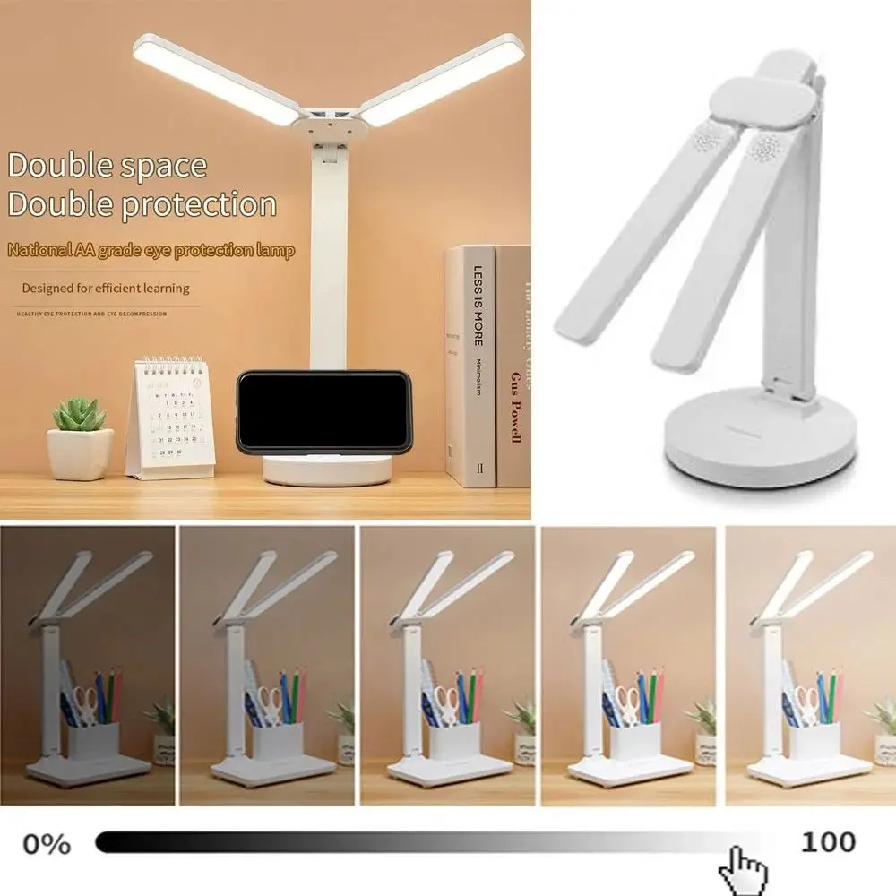 3 Levels Dimmable LED Desk Lamp Touch Control No Battery Foldable Reading Light Foldable Design USB Plug Dimmable Table Lamp