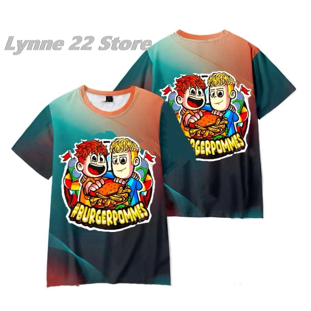 2025 New in Icrimax T shirt Boys girls kids Burgerpommes Short sleeved Gradient color Tees Children Clothes