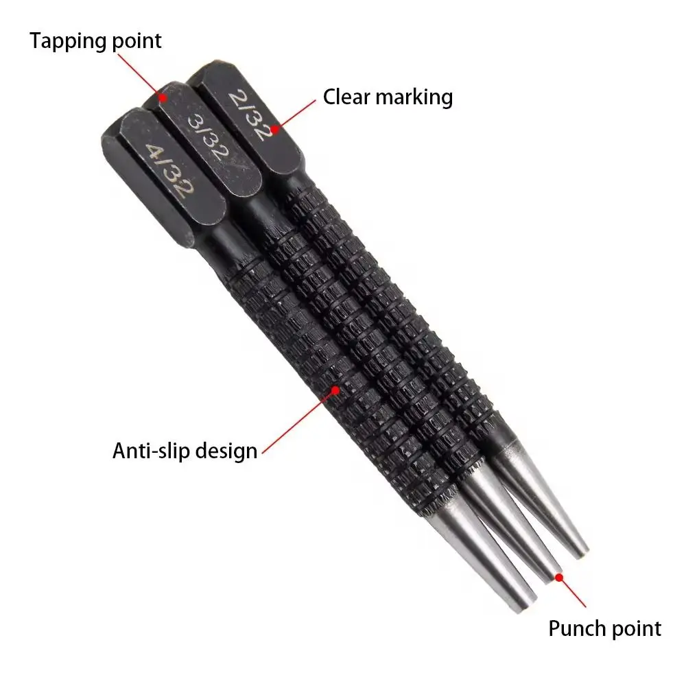1/3Pcs Universal Center Punch 1.5/2/3mm Alloy Steel Metal Drill Carving Scribing Locator Metal Wood Marking Drilling