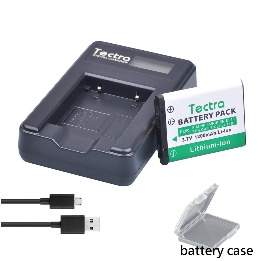 Baterías de repuesto de NP-45 y cargador LCD USB para batería FUJIFILM NP-45A / NP 45, FUJIFILM XP10 XP11 J38 Z70 Z35 J40 J20