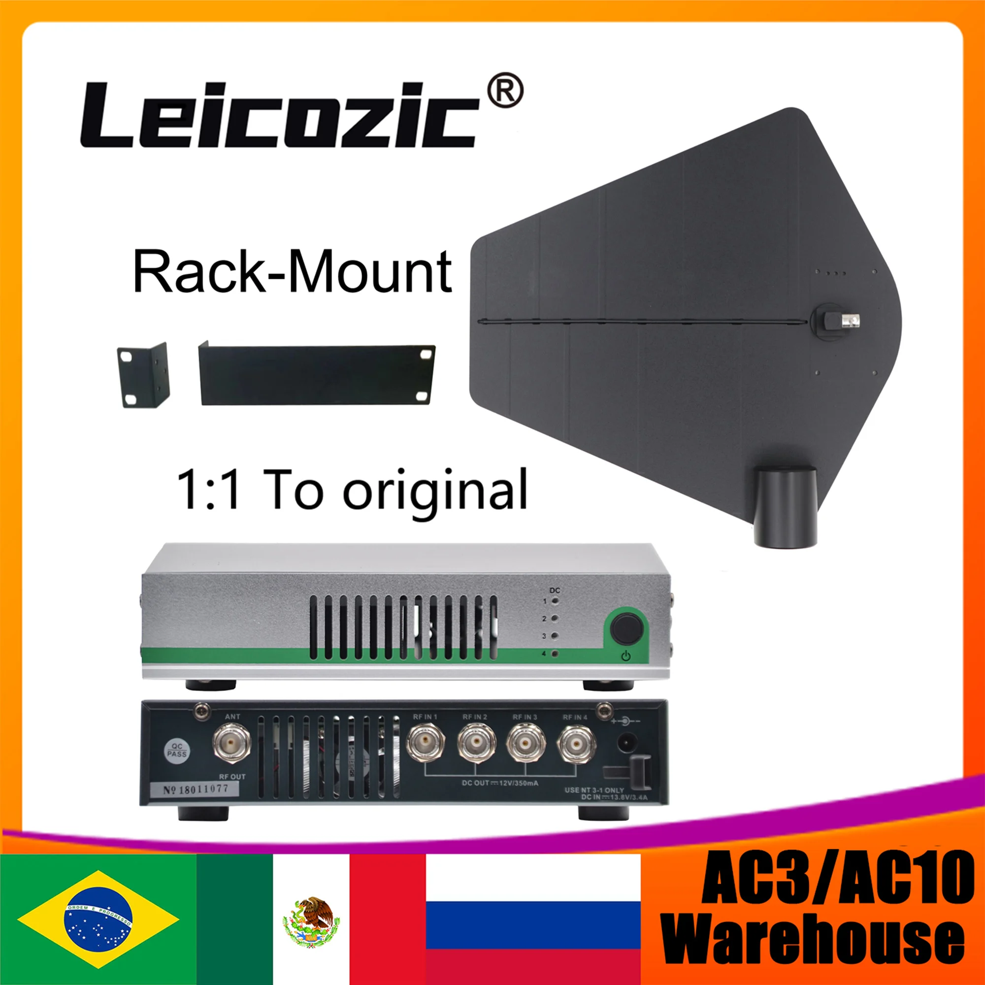 

Leicozic AC3 Antenna Combiner & Paddles / AC10 Distribution Amplifier + Active Combiner 450-960Mhz For In Ear Monitor System