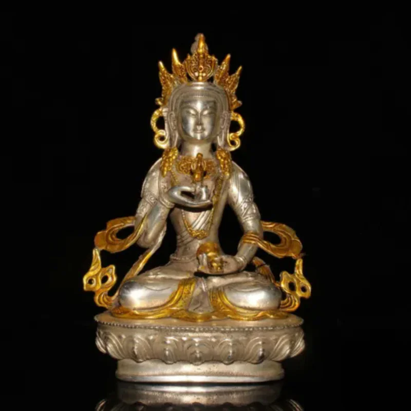 

8.2" Exquisite Chinese old antique bronze gilt Vajrasattva Statue