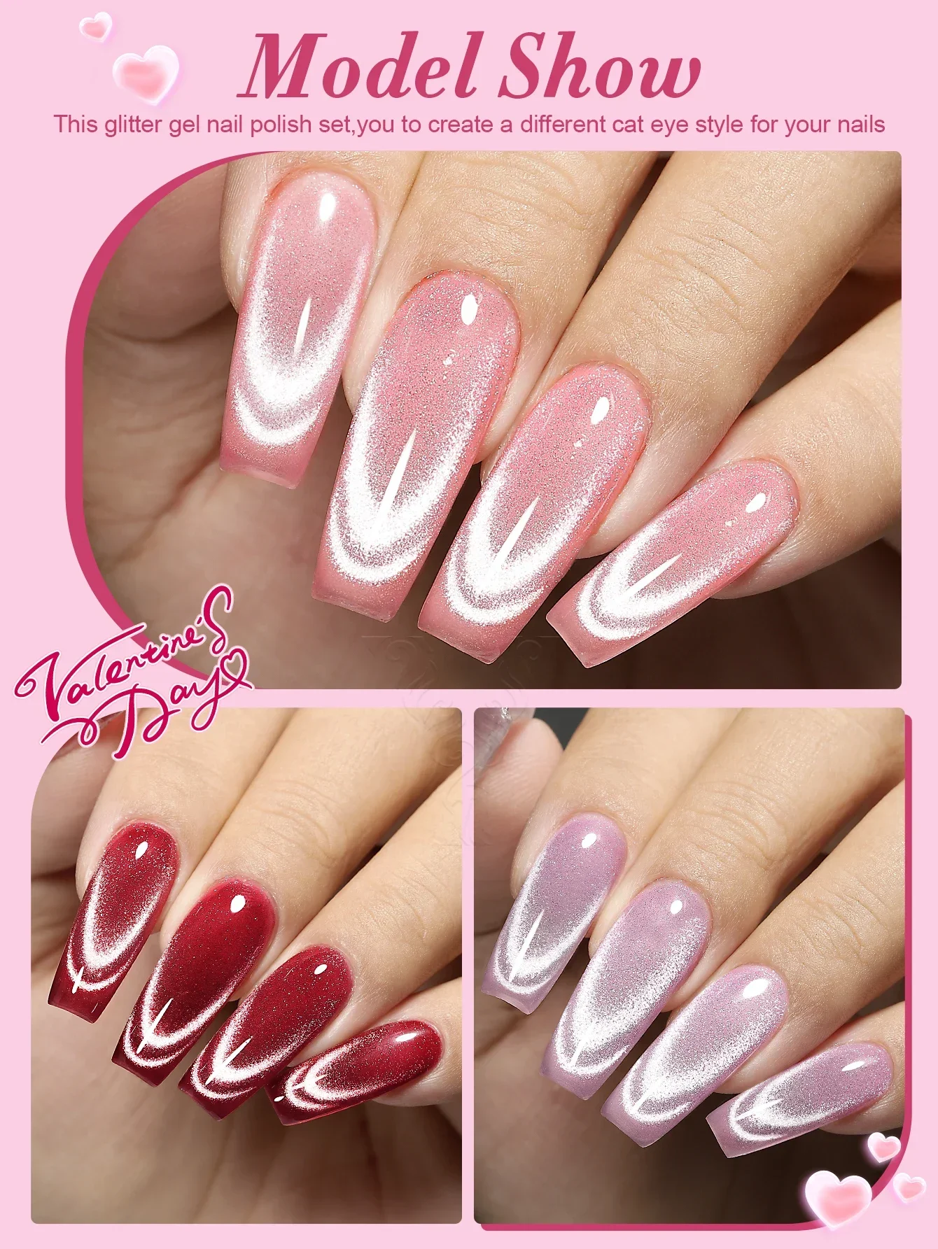 Yokefellow gel magnético unha polonês amor de cristal gel polonês rosa dia dos namorados uv olho de gato gel para arte do prego manicure diy