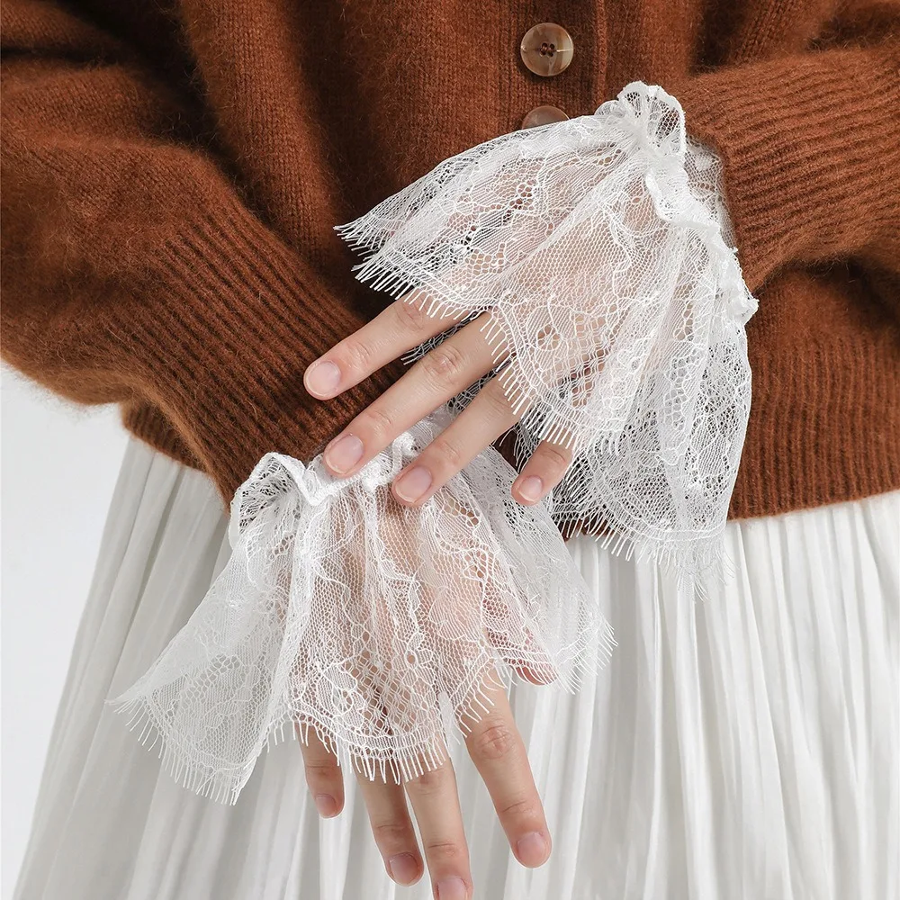 Faux manches à volants assorties avec tout, Protection solaire Lolita, manchettes détachables, poignets en dentelle plissée, accessoires pour robe de mariée, nouvelle collection