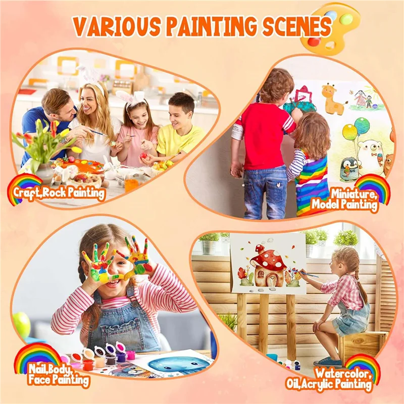 ABGE-24 Pack 288Pcs Mini Acrylic Paint Set With Brushes For Kids Adults Craft Paint, 12 Colors Washable Acrylic Paint Strips