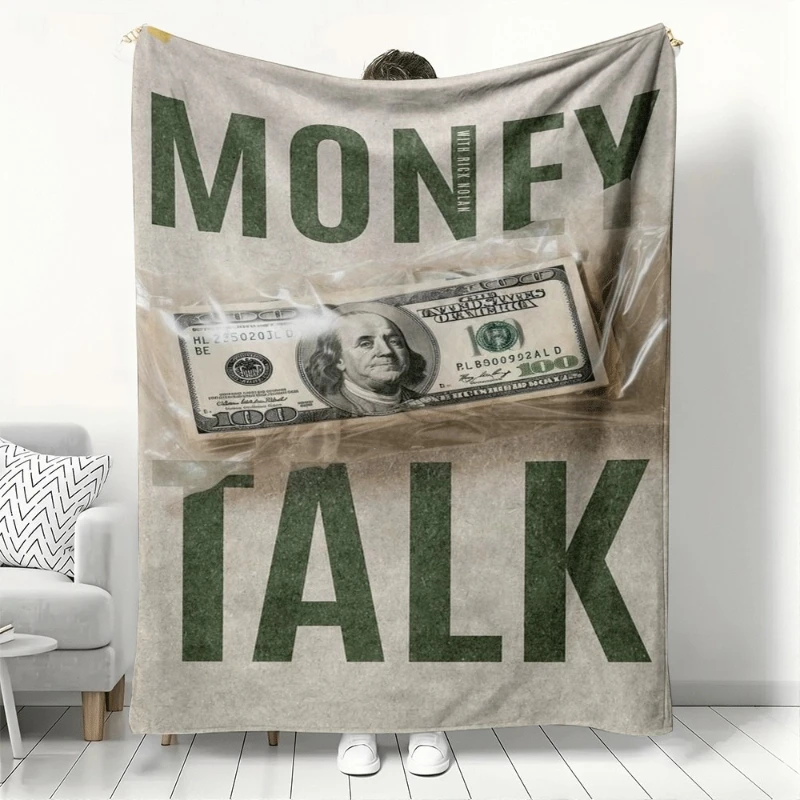 Pattern of the US dollar bill Flannel printed blanket suitable for all seasons suitable for living room office sofa and travel
