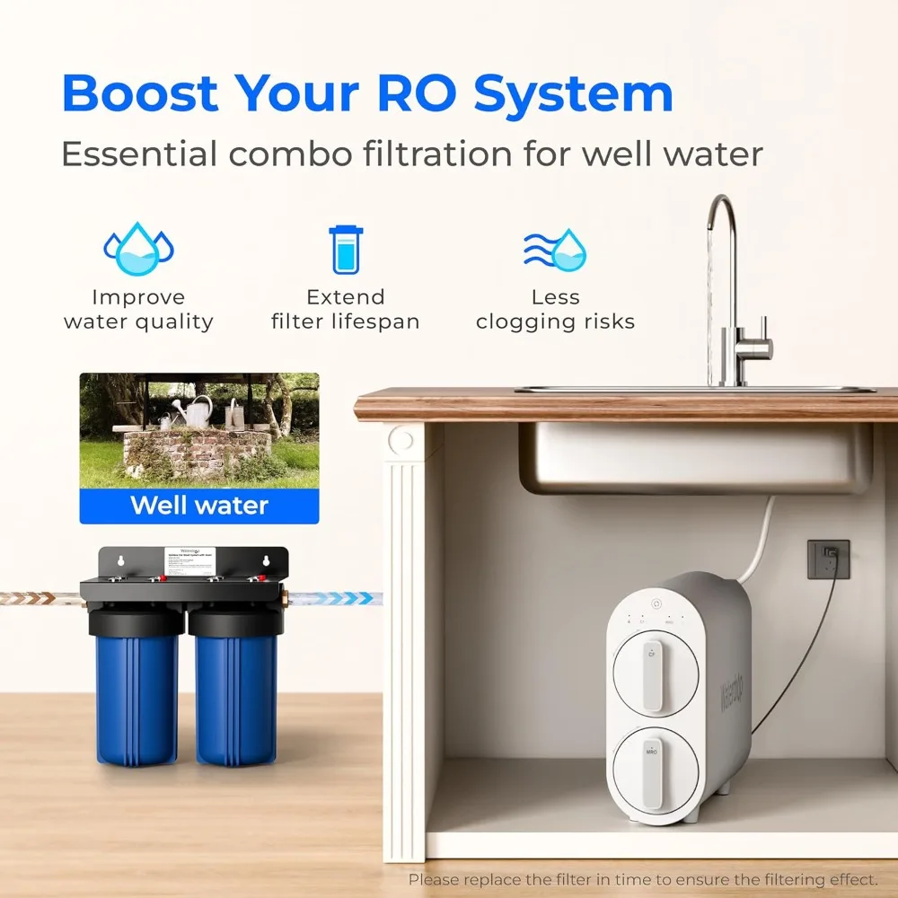 Reverse Osmosis System, 7 Stage Tankless RO Water Filter System, Under Sink Water Filtration System, 400 GPD, 1:1 Pure to Drain