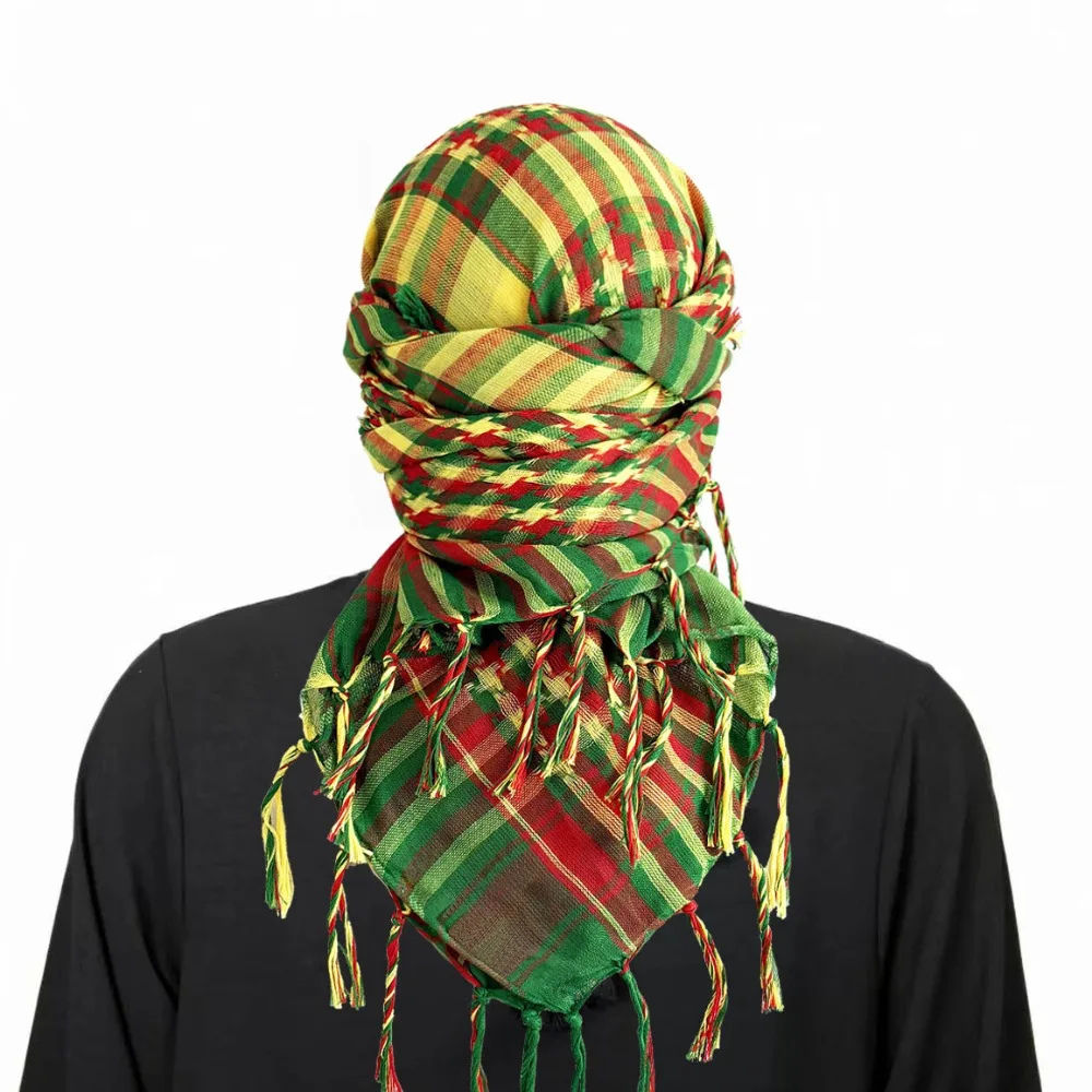 Windproof Middle East Muslim Scarf Neck Warmer Sandproof Arabic Square Scarf Thickened Red Yellow Green Headscarf Outdoor Sports view 2
