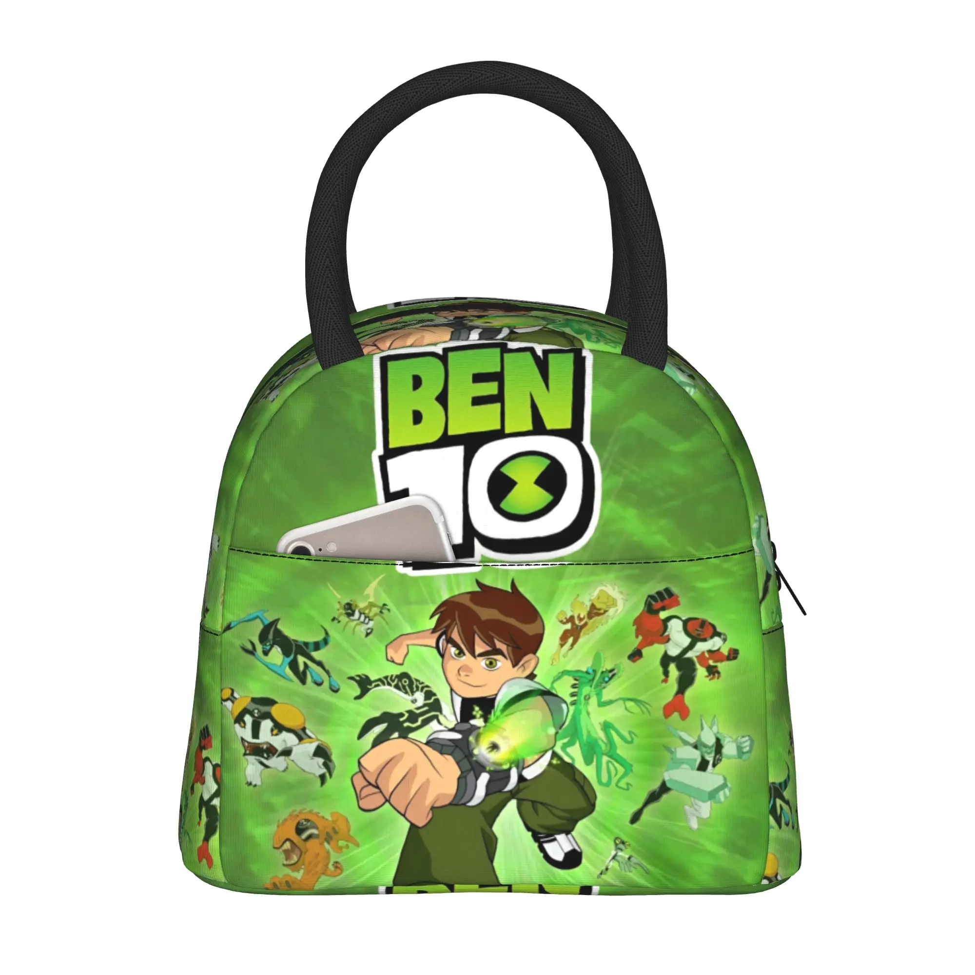 Back to school season Ben 10  Portable Food Pouch Cartoon Poster Large Capacity Harajuku Design Portable Food Storage Lunch Bag