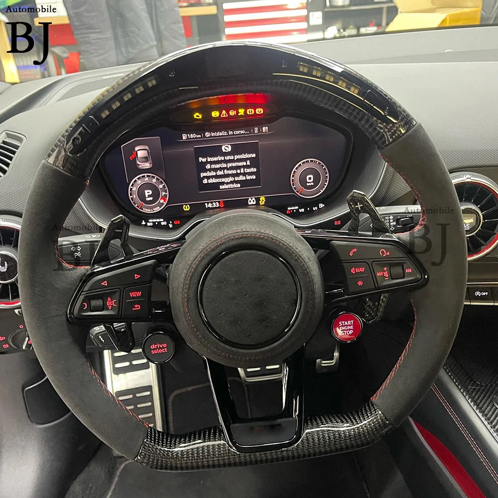 LED Customized Carbon Fiber Sport Steering Wheel Fit For Audi R8 TT TTRS TTS 2017-2022