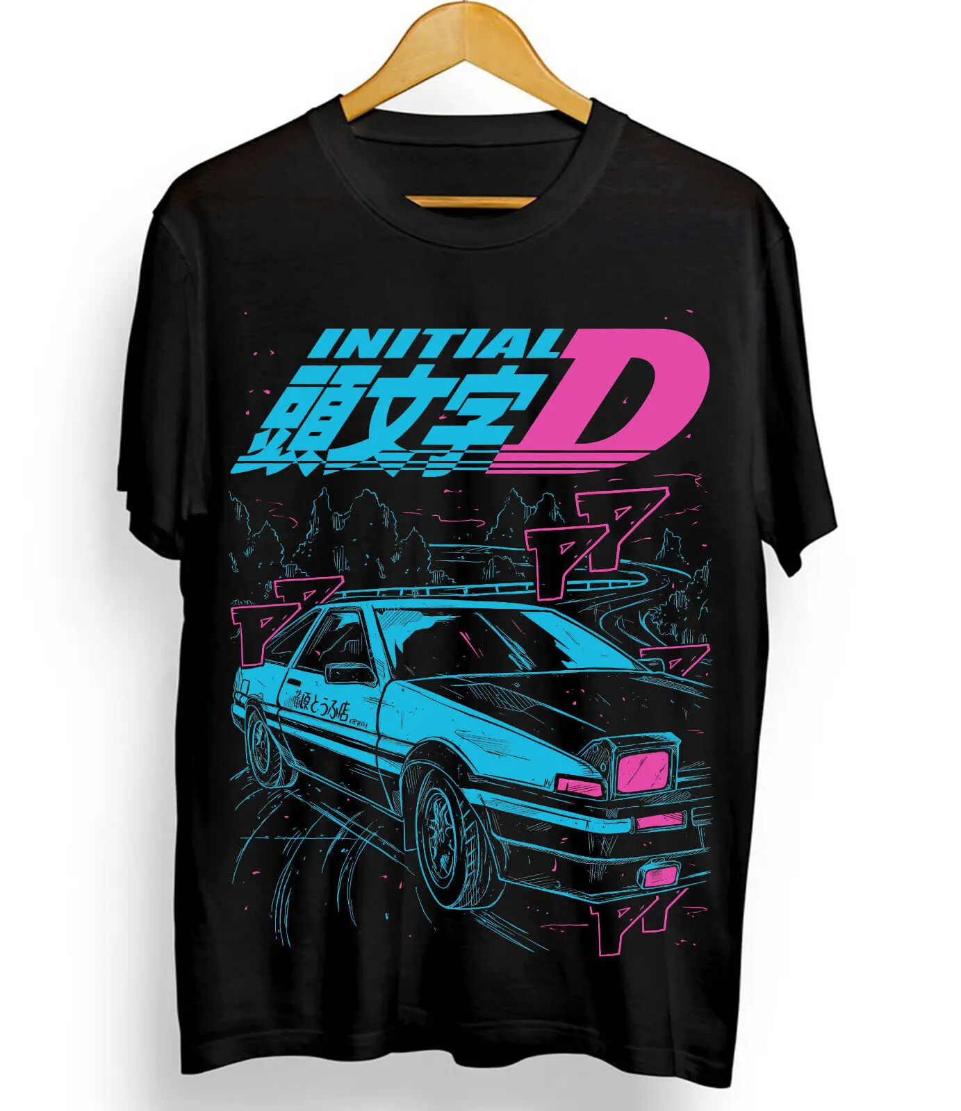 Initial D Itsuki Fujiwara T-Shirt Anime Manga Movie Unisex Black Shirt All Size