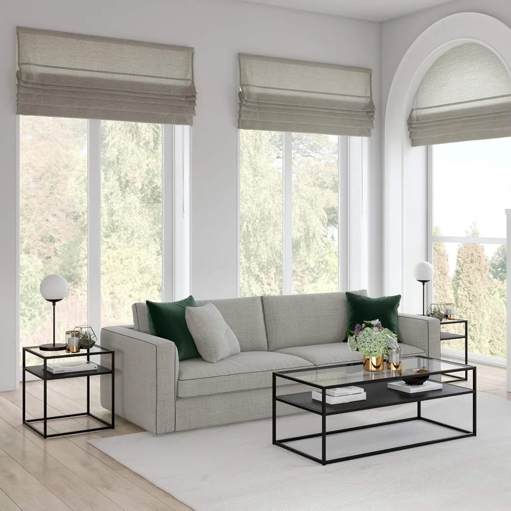 Mesa de centro retangular larga Ada 46'' em bronze enegrecido