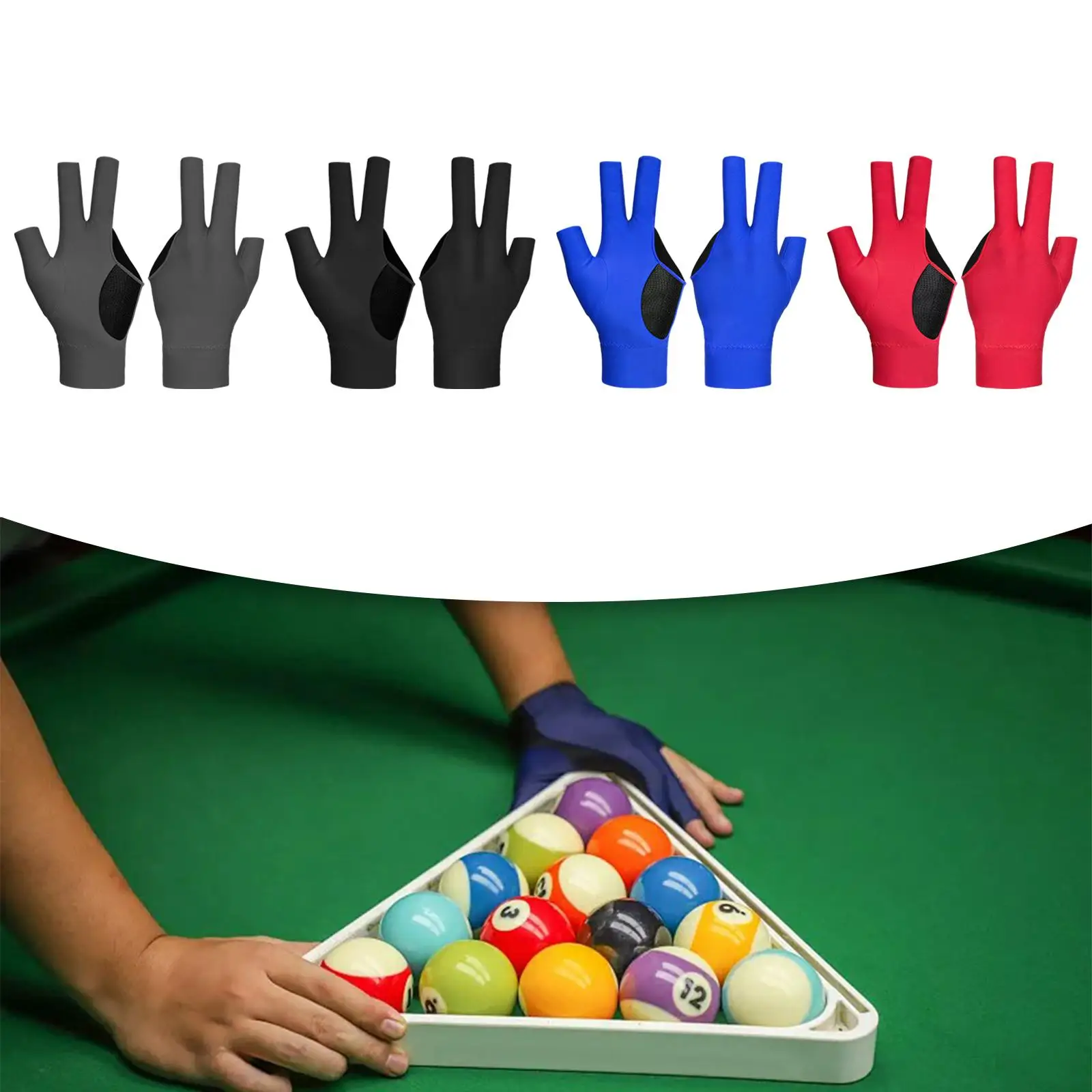 

3 Finger Billiards Glove Pool Cue Glove Right Hand Shooters Snooker Half Finger Indoor Game Show Glove Three Fingers Glove