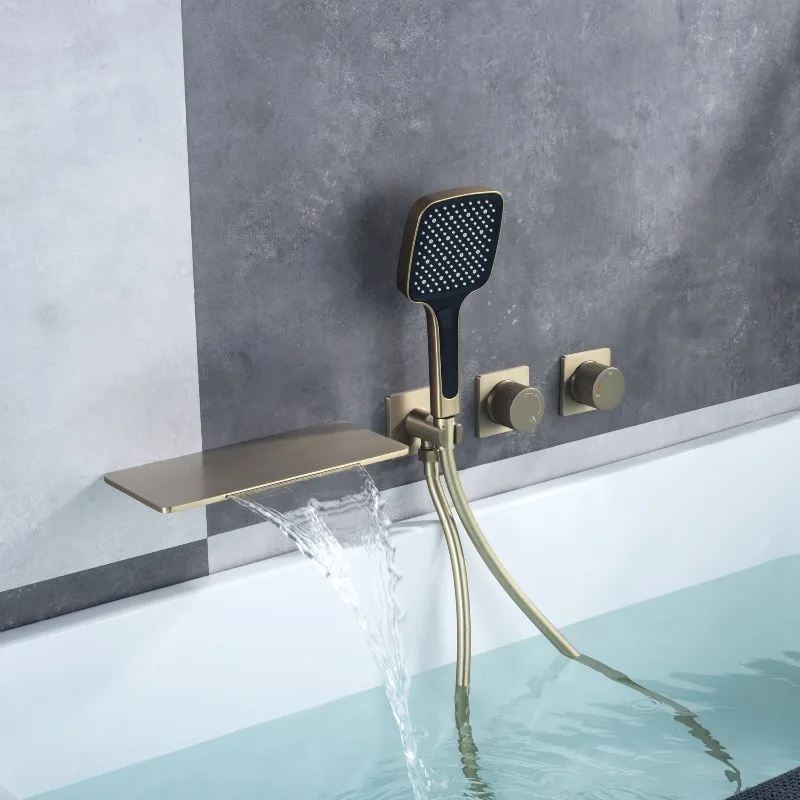 Concealed bathtub faucet Concealed wall type hot and cold shower shower set Cylinder side type waterfall wall faucet
