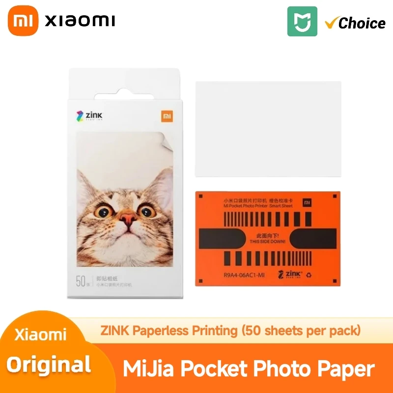 

Карманная фотобумага Xiaomi Mijia ZINK, 3 дюйма, самоклеящаяся, мгновенная печать, чернила не требуется для карманного принтера Mi 1S, 50 листов, 1 упаковка