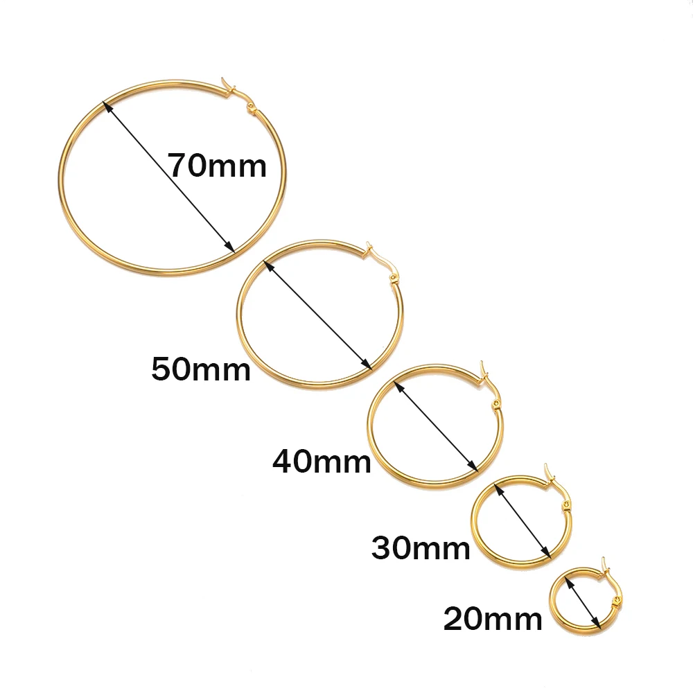 2pcs/Lot 20-70mm Stainless Steel Round Earring Hooks Loop Base Ear Ring for DIY Jewelry Making Supplies Findings Components