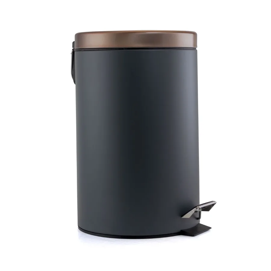 

5 Liter Stylish Grey and Copper Soft Pedal Office Kitchen and Bathroom Trash Bin with Smooth Silent Operation and Modern Design