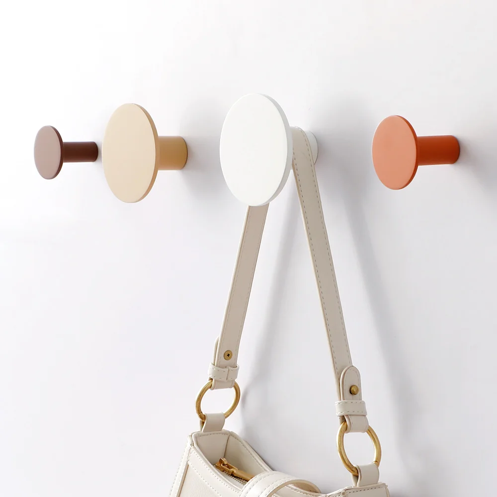 Wall Hooks Coat Rack Wall mounted single hat bag hook Bathroom Indoor Kitchen Hallway Wall Clothes Hat scarf Round Hooks