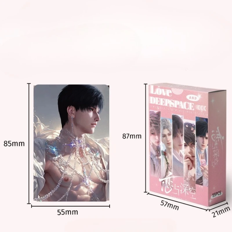 55pcs Love and Deep Space Characters Periphery Handsome Cards Handbooks Decorate Fans Clear Collection Cosplay Gifts Meaningful
