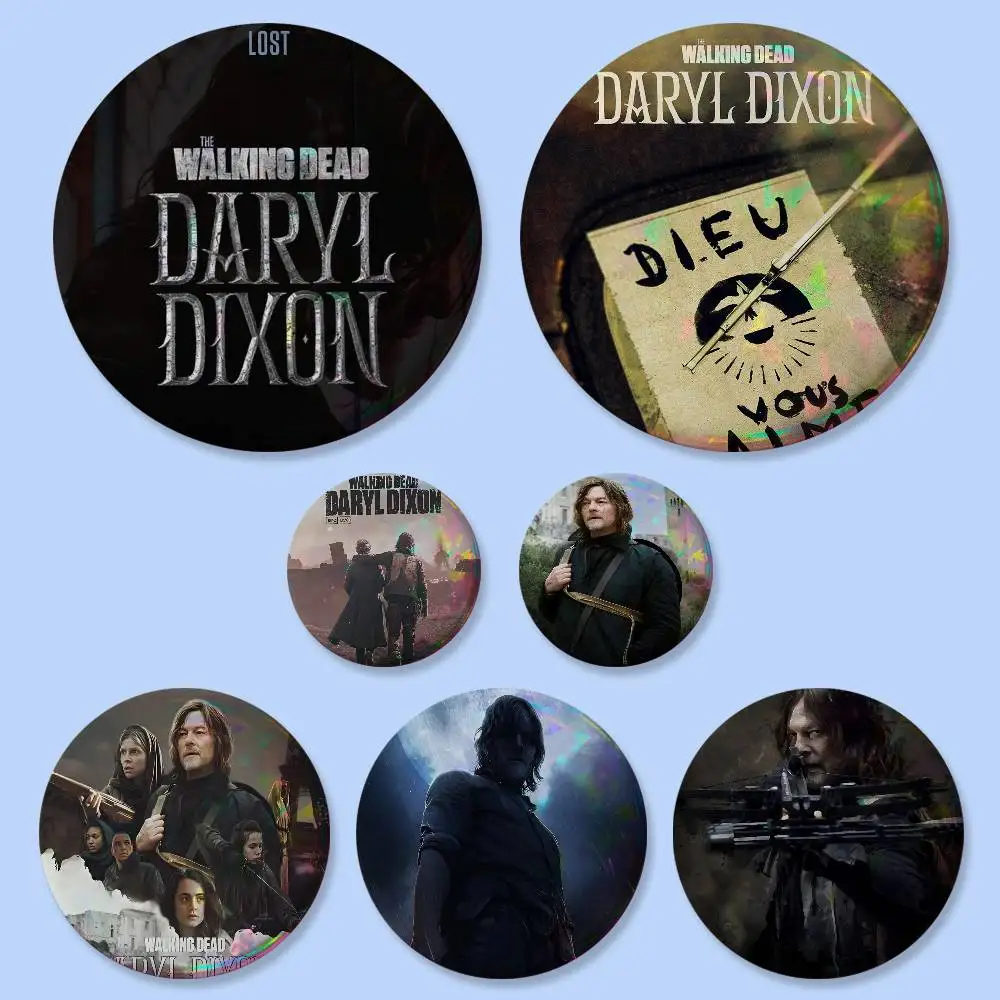 Insignias de Daryl Dixon de The Walking Dead, 25, 32, 44, 58, 75 mm, Redondas, para Cosplay, Decoración de Bolsos, Regalos para Fans, Coleccionistas, Amigos, Broche, Souvenir