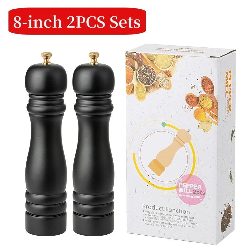 Manual Salt and Pepper Grinder Sets with Base, Spice Mill, Strong Adjustable Ceramic Grinder, Kitchen Cooking Tools, 8