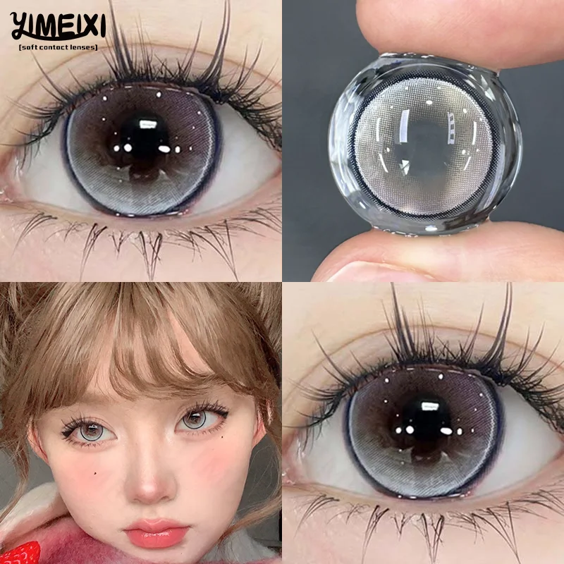 YIMEIXI 1 Pair Hot Selling Myopia Lenses Korean Lenses Colored Contact Lenses with Degree Blue Pupil Lenses Soft Natural Lenses