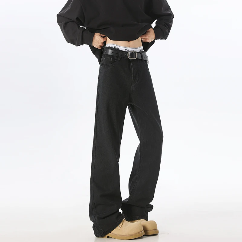 

Black Casual Jeans Men's Harajuku Soft Classic Straight Denim Pants Wide Leg Loose Comfort Streetwear Pants Male
