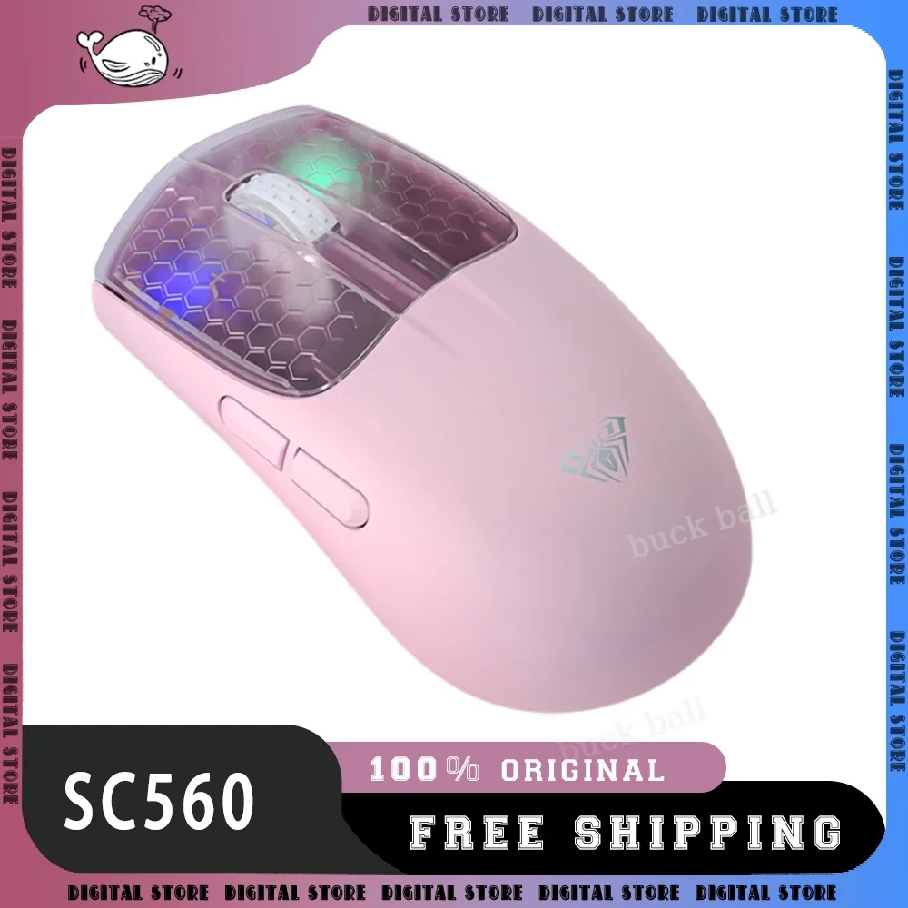 

Aula Sc560 Mouse 3mode 2.4G/USB/Bluetooth Wireless Mouse Lightweight Rechargeable Adjustable Rgb Ergonomics Office Mouse Gifts