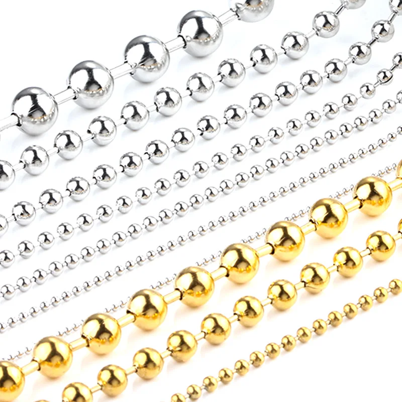 3/6/8mm Stainless Steel Bead Chain By Meter For Jewelry Making Gold/Silver Metal Bead Chains 3/6/8mm By Meter Wholesale 5m