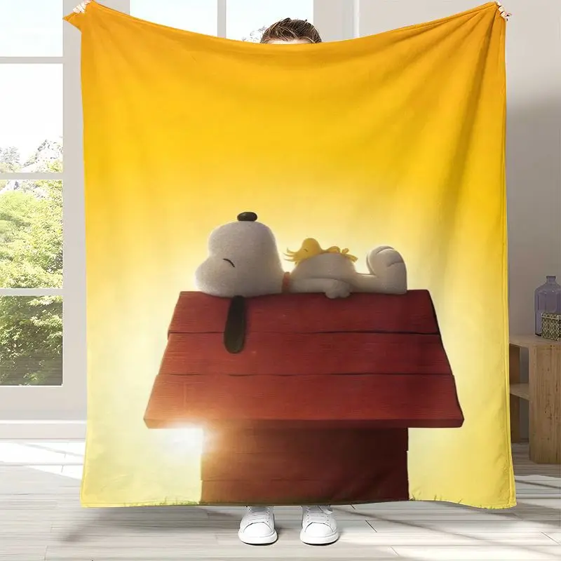 Kawaii S-Snoopys Dog Cartoon Soft Flannel Throw Blanket,Cozy Warm Blanket for Bed,Sofa,Living Room,Picnic,Home Decor,Gift Kids