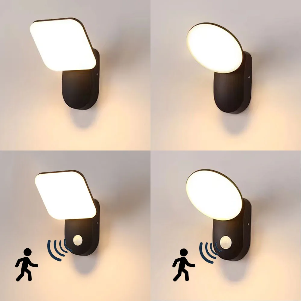12W Aluminum Outdoor Wall Lamp IP65 Waterproof Garden Fence External Wall Corridor Road Lighting With Motion Sensor Wall Lamp