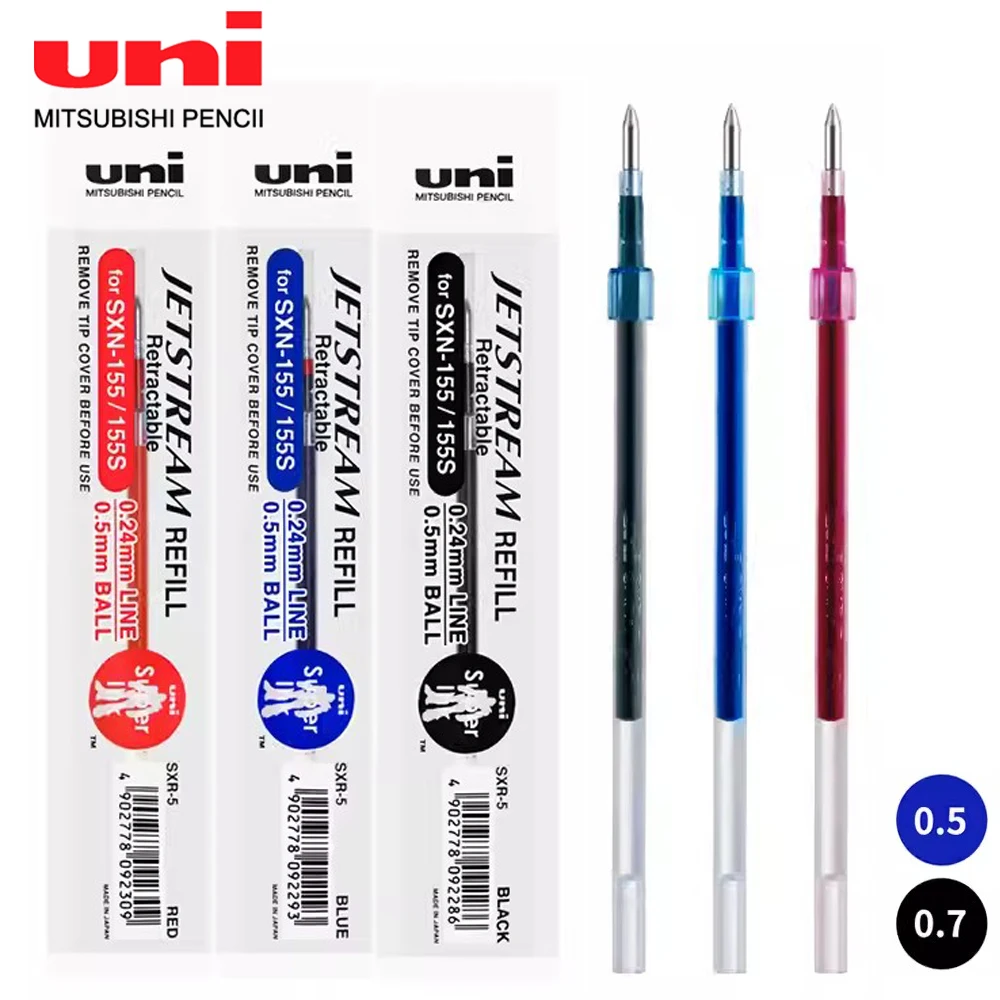 12pcs Japan UNI Mitsubishi Gel Pen Refill SXR-7 /SXR-5 Test Black Red Blue Pens Refill 0 for Writing 0.7mm /0.5mm Stationery