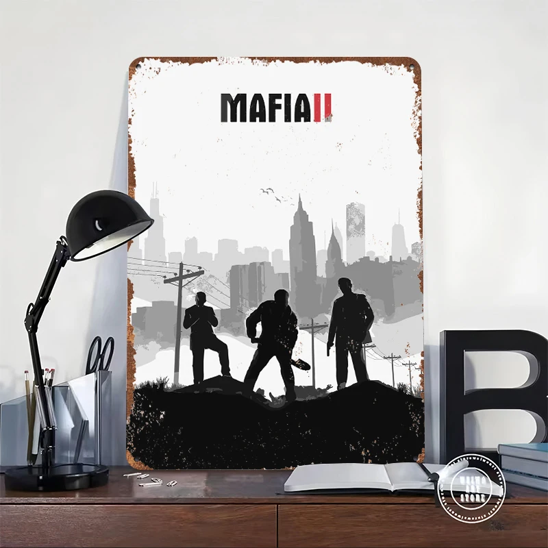 Mafia II Game Gaming Printed Poster Customized Wall Art Retro Vintage Metal Tin Signs for Bedroom Decoration Aesthetic Interior