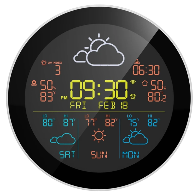 투야 와이파이 기상 관측소 무선 스마트 온도계 습도계, 원격 계량기 알람 시계, EU 플러그