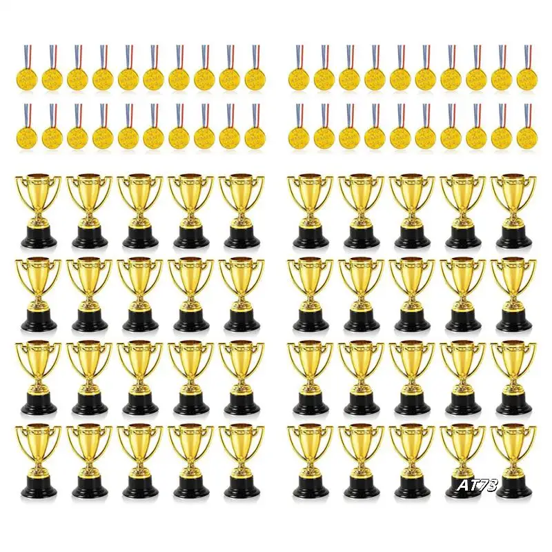 

40 Pcs Mini Trophies And 40 Pcs Medals Awards , Winner Medals For Kids And Adults - Perfect For Party Favors