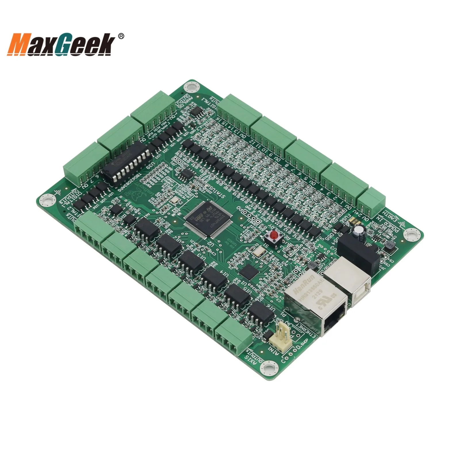 Imagem -04 - Maxgeek Placa Controladora Mach3 de Eixos Controlador de Movimento Cnc Suporte Usb Mais Ethernet para Máquina de Gravação Cnc