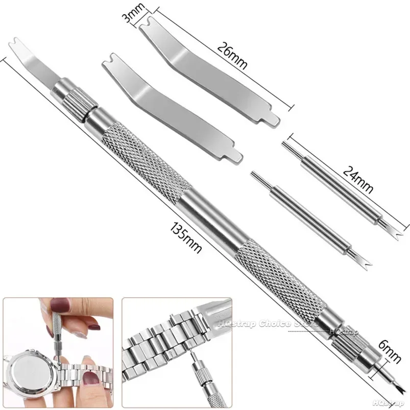 Stainless Steel Spring Pine Needle Bar Pose Filed Pin Watch Repair Tools Watch Band Barrette Removal Tool with 4Pin Replace