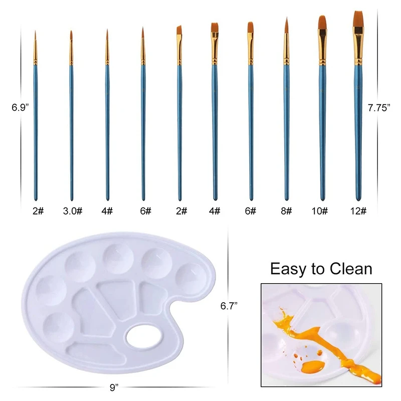 10 Stück Pinsel Aquarell Pinsel Kunst Pinsel Set und 4 Stück Farbpalette für Kinder und Erwachsene, um Kunst farbe blass zu erstellen