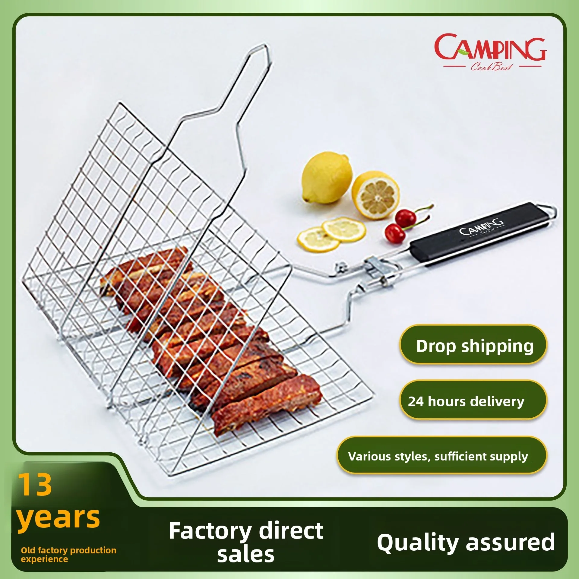 Foldable Portable Electroplated Stainless Steel BBQ Grill Mesh, Multi-Functional Outdoor Grill Net