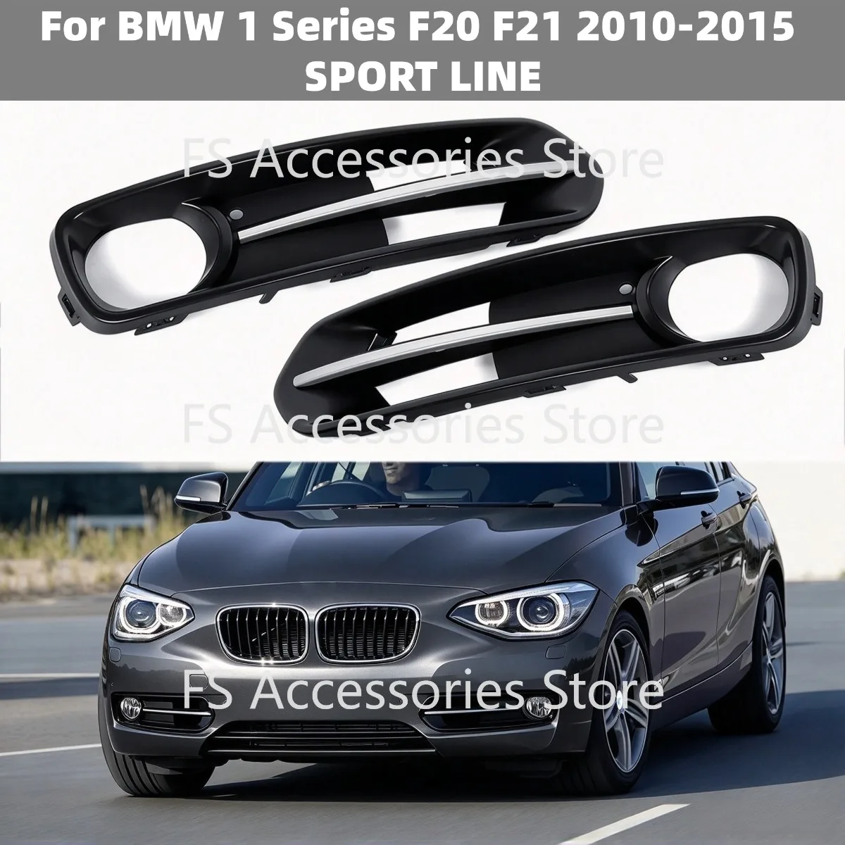 Front Bumper Fog Light Grilles 2010-2015 For BMW 1 Series F20 F21 SPORT LINE Fog Lamp Cover Shade Cover 51117341613 51117341614
