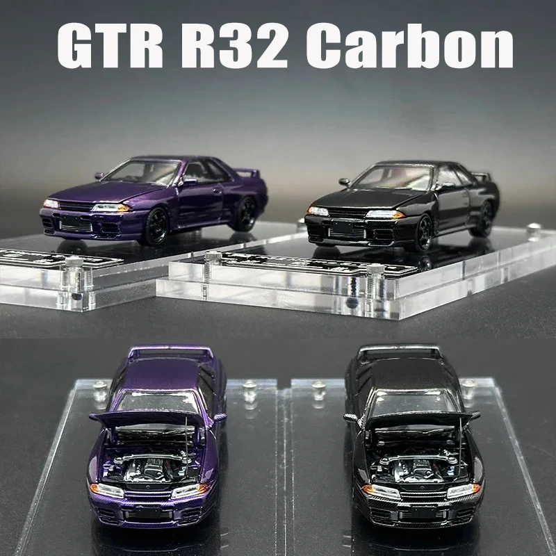 FH 1:64 Skyline GTR R32 S Tune Carbon Black PURPLE Diecast Diorama Car Model Collection Toys Focal Horizon toy